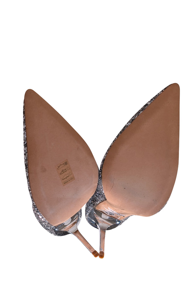 John Galliano - Silver Sequin Pointed Toe Pumps Sz 9.5 - Current Boutique