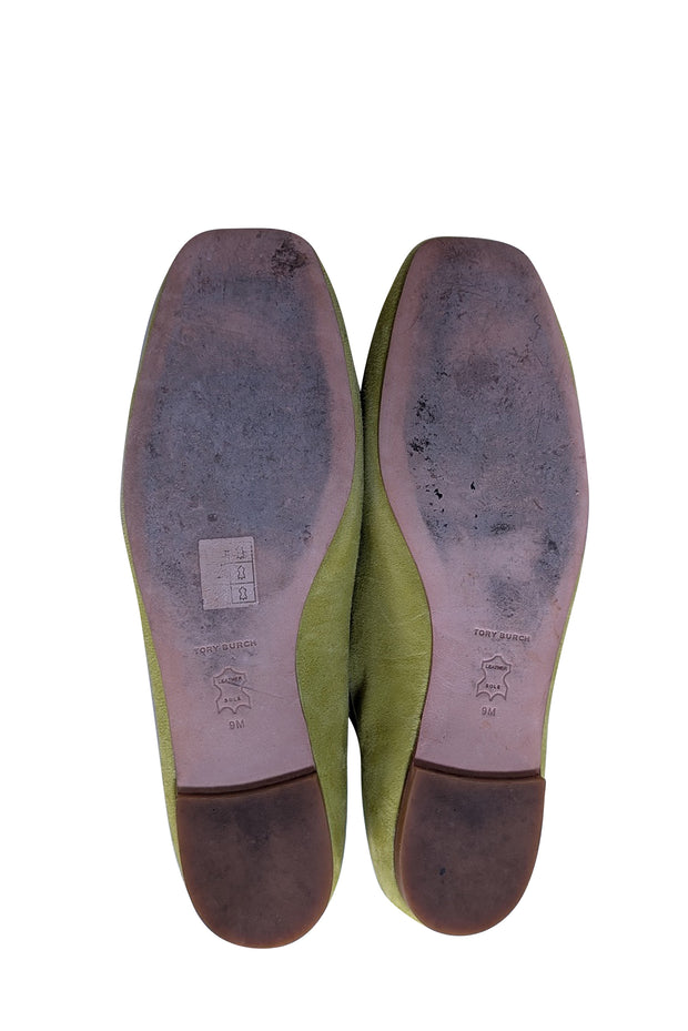 Tory Burch - Green Suede Flats Sz 9 - Current Boutique