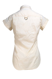 Burberry - Cream Short-Sleeve Button Down Shirt Sz S - Current Boutique