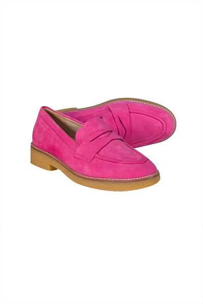 Stuart Weitzman - Hot Pink Suede Loafers Sz 10.5 - Current Boutique