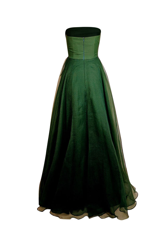 theia green dress Jenna V Neck Beaded Gown