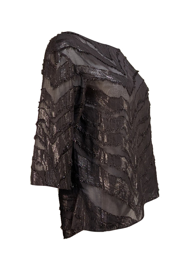 IRO - Black Metallic Stripe Top Sz 4 - Current Boutique