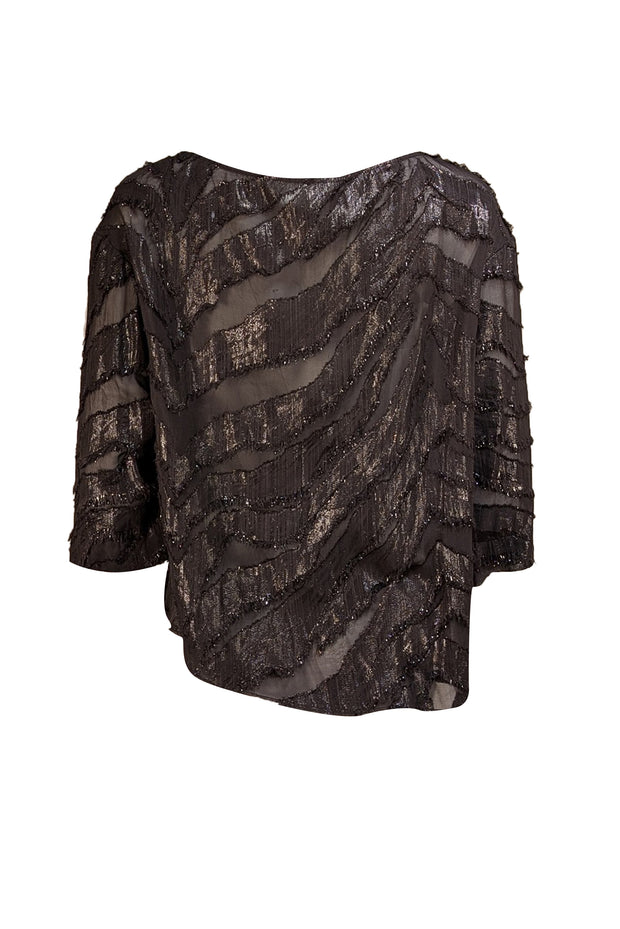 IRO - Black Metallic Stripe Top Sz 4 - Current Boutique