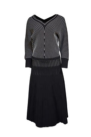 Hugo Boss - Black & White Striped Knit "Fonika" Dress Sz XL - Current Boutique