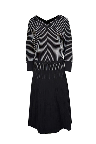 Hugo Boss - Black & White Striped Knit "Fonika" Dress Sz XL - Current Boutique