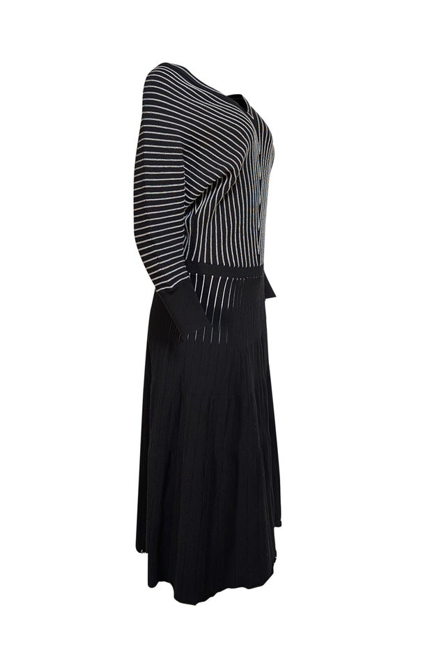Hugo Boss - Black & White Striped Knit "Fonika" Dress Sz XL - Current Boutique