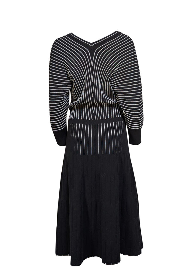 Hugo Boss - Black & White Striped Knit "Fonika" Dress Sz XL - Current Boutique