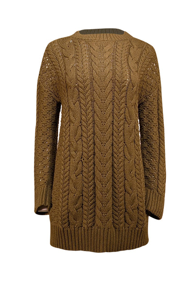 Alice & Olivia - Olive Cable Knit Mini Sweater Dress Sz XS - Current Boutique