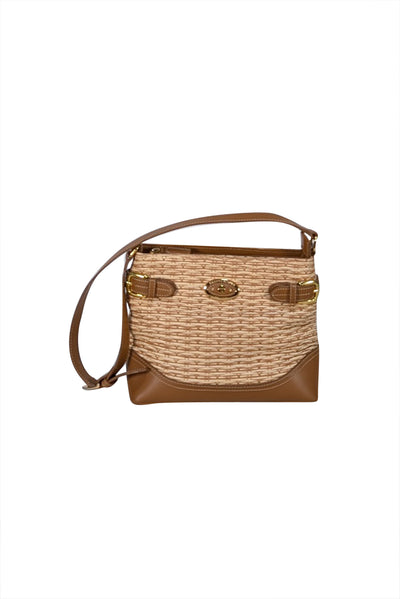 Etienne Aigner - Beige & Tan Wicker Shoulder Bag - Current Boutique