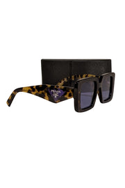 Prada - Brown Large Square Sunglasses w/ Purple Side Logo - Current Boutique
