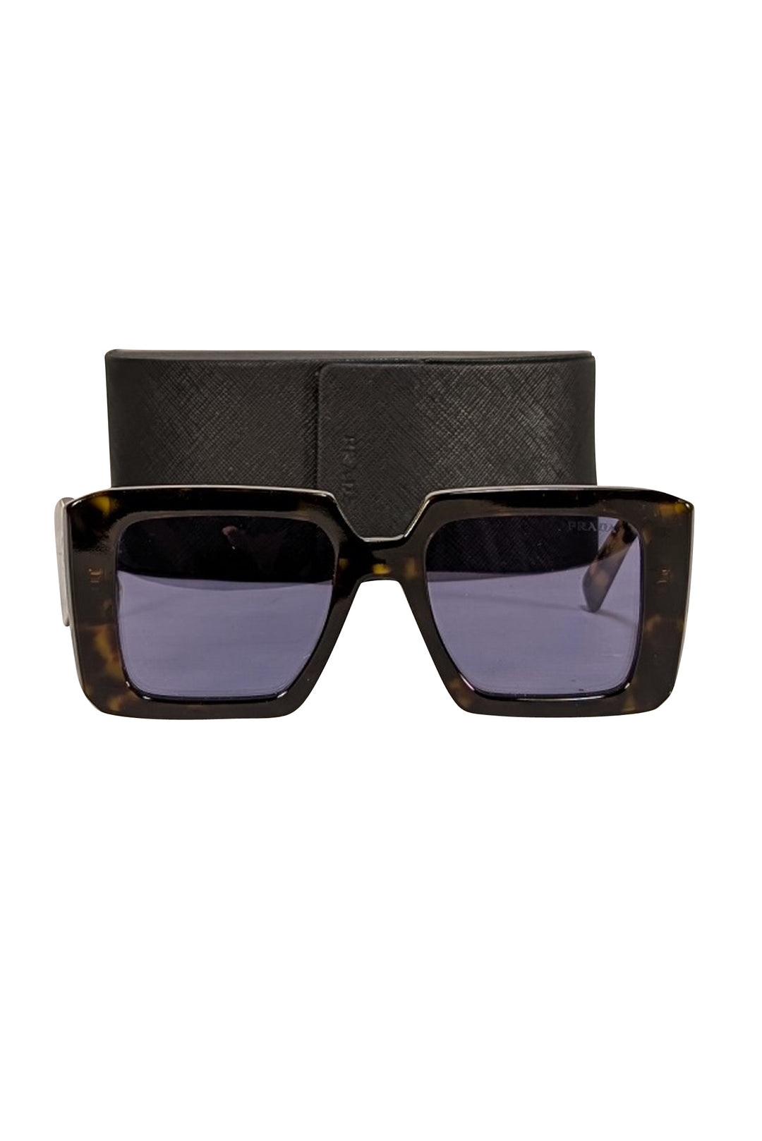 Prada - Brown Large Square Sunglasses w/ Purple Side Logo