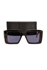 Prada - Brown Large Square Sunglasses w/ Purple Side Logo - Current Boutique