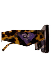Prada - Brown Large Square Sunglasses w/ Purple Side Logo - Current Boutique