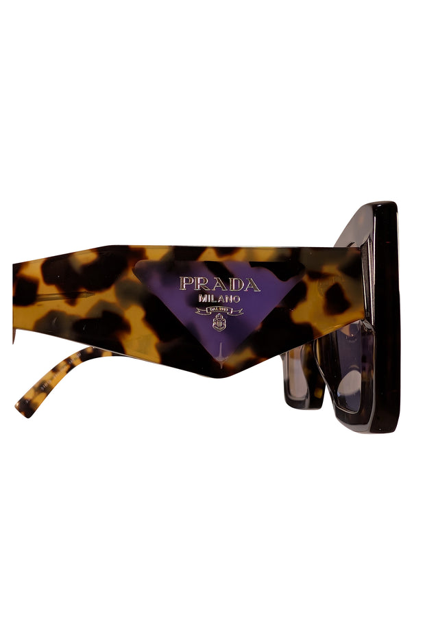 Prada - Brown Large Square Sunglasses w/ Purple Side Logo - Current Boutique