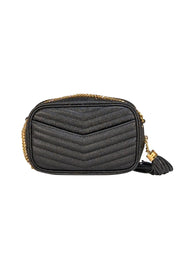 Yves Saint Laurent - Black Pebbled Leather Mini Camera Crossbody Bag - Current Boutique