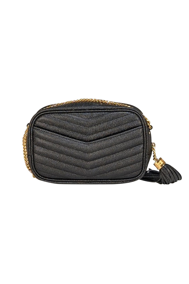 Yves Saint Laurent - Black Pebbled Leather Mini Camera Crossbody Bag - Current Boutique
