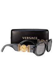 Versace - Blue Translucent w/ Gold Logo Sunglasses - Current Boutique