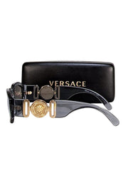 Versace - Blue Translucent w/ Gold Logo Sunglasses - Current Boutique
