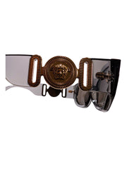 Versace - Blue Translucent w/ Gold Logo Sunglasses - Current Boutique