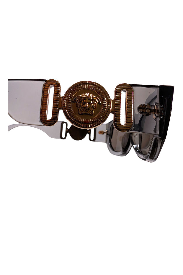 Versace - Blue Translucent w/ Gold Logo Sunglasses - Current Boutique