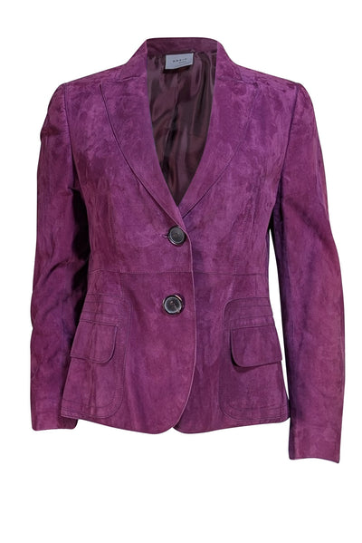 Akris Punto - Plum Suede Blazer Sz 10 - Current Boutique