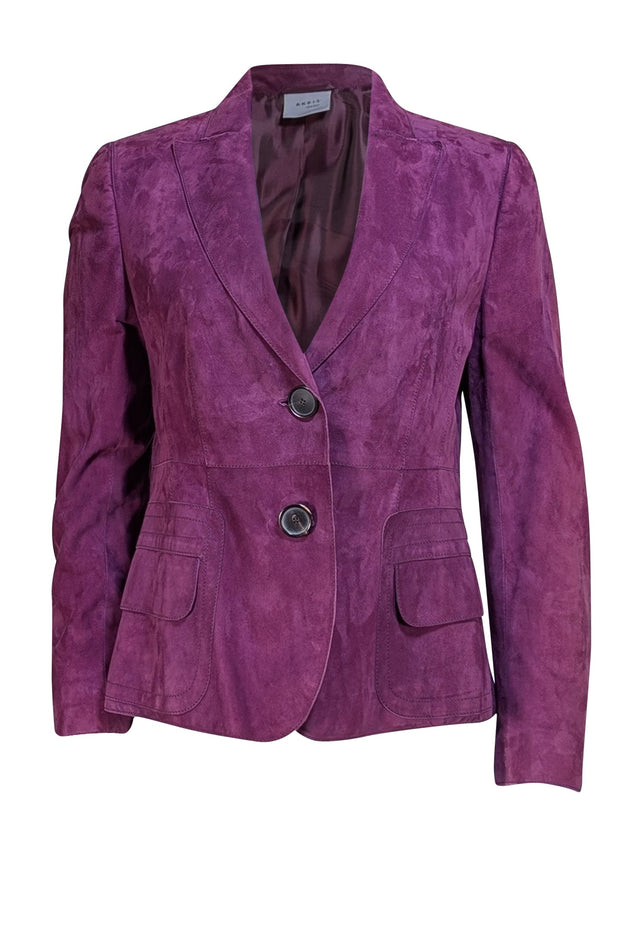 Akris Punto - Plum Suede Blazer Sz 10 - Current Boutique
