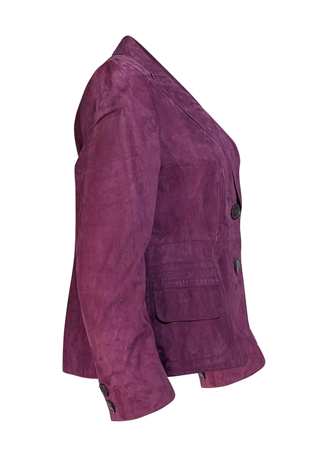 Akris Punto - Plum Suede Blazer Sz 10 - Current Boutique