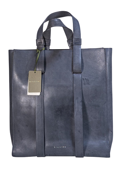 Biagini - Grey Genuine Leather Handmade Tote Bag