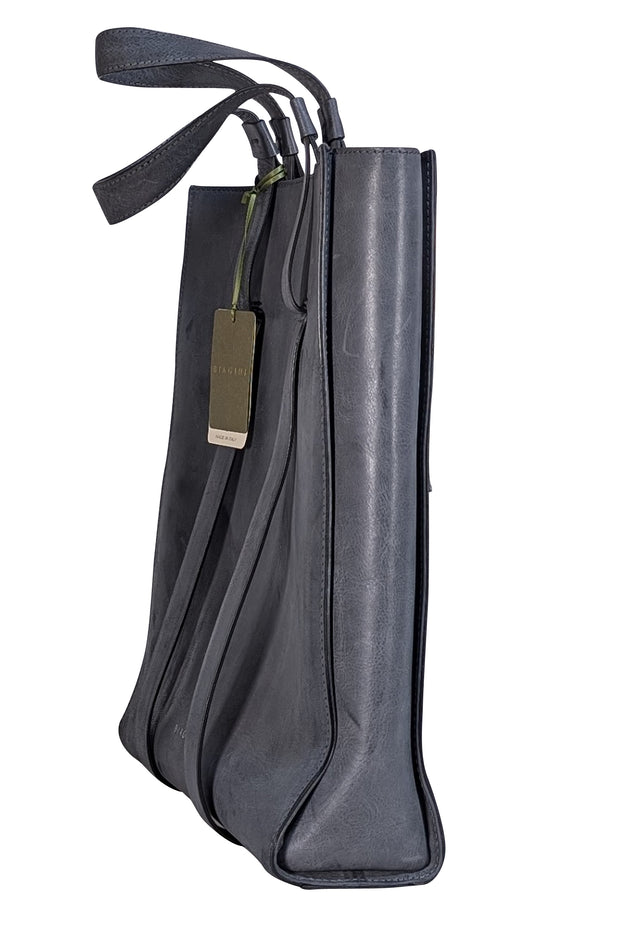 Biagini - Grey Genuine Leather Handmade Tote Bag