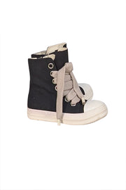 Rick Owens - Black Canvas High Top "Porterville Jumbo-Laced" Sneakers Sz 5 - Current Boutique