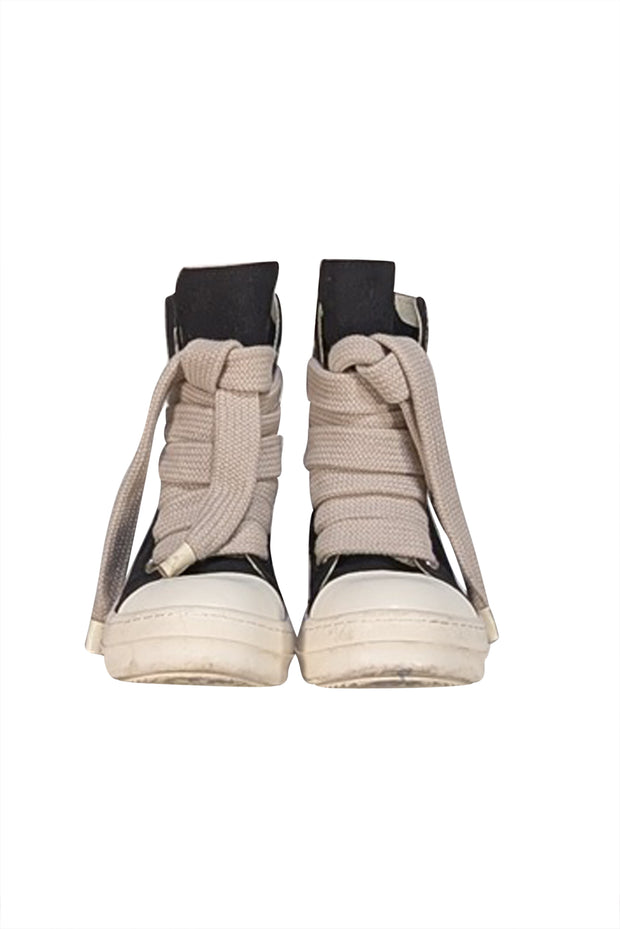 Rick Owens - Black Canvas High Top "Porterville Jumbo-Laced" Sneakers Sz 5 - Current Boutique