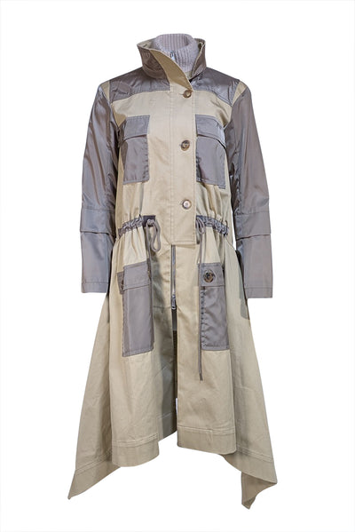 Chloe - Beige & Green Grove Brown Trench Coat Sz 2