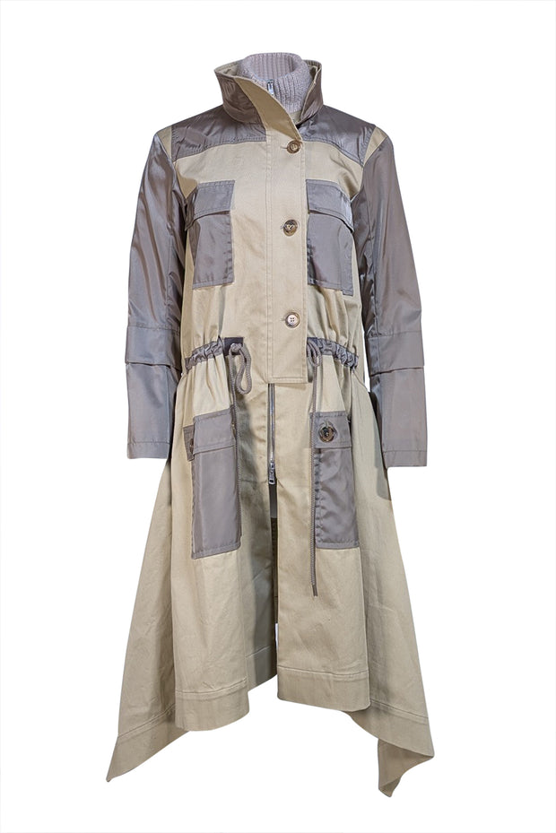 Chloe - Beige & Green Grove Brown Trench Coat Sz 2