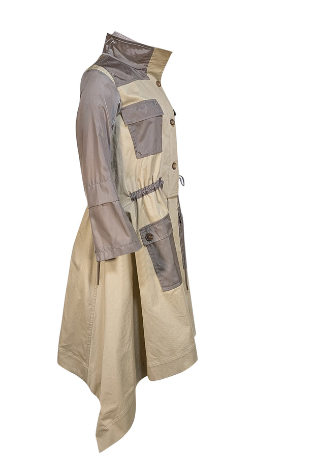 Chloe - Beige & Green Grove Brown Trench Coat Sz 2