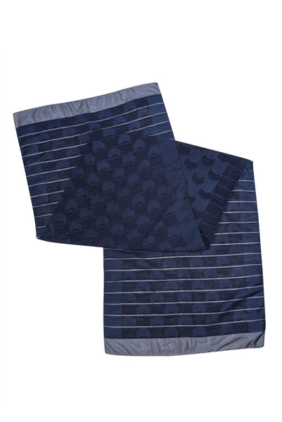 Armani Collezioni - Navy Embroidered Print Long Scarf - Current Boutique