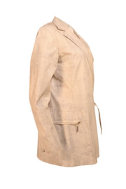 Balmain - Beige Belt Closure Blazer Sz M - Current Boutique