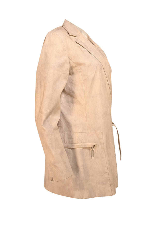 Balmain - Beige Belt Closure Blazer Sz M - Current Boutique