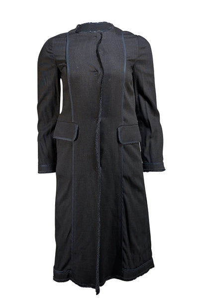 Dolce & Gabbana - Black Woven Fringe Coat Sz 4 - Current Boutique