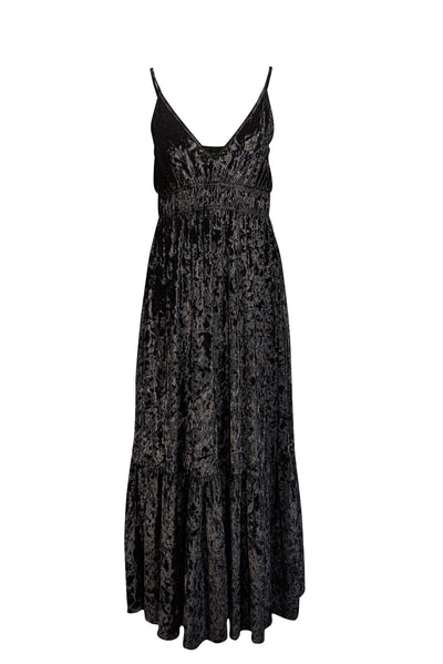 Rebecca Minkoff - Black Crushed Velvet Sleeveless Midi Dress Sz S