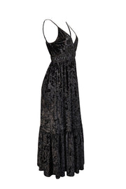 Rebecca Minkoff - Black Crushed Velvet Sleeveless Midi Dress Sz S