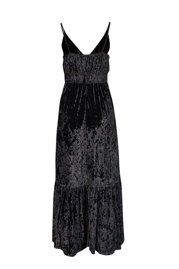 Rebecca Minkoff - Black Crushed Velvet Sleeveless Midi Dress Sz S