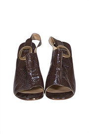 Chloe - Brown Patent Leather Strappy Sandal Heels Sz 10 - Current Boutique