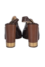 Chloe - Brown Patent Leather Strappy Sandal Heels Sz 10 - Current Boutique