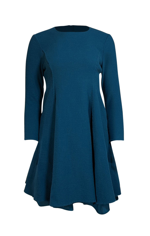 Oscar de la Renta - Teal Wool Mini Dress Sz 4 - Current Boutique