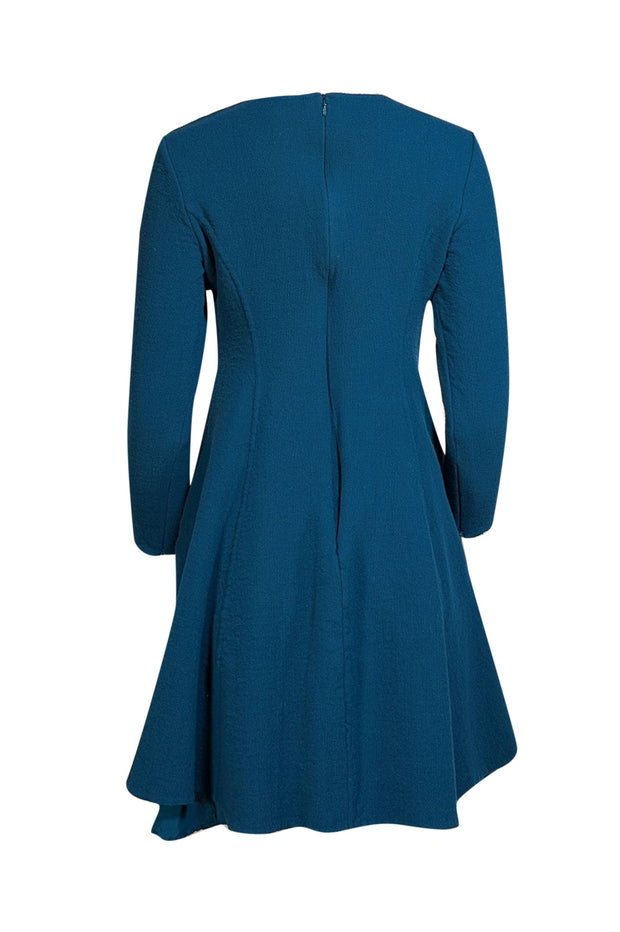 Oscar de la Renta - Teal Wool Mini Dress Sz 4 - Current Boutique