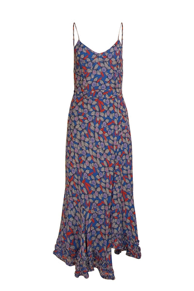 Derek Lam - Blue & Red Floral Sleeveless Midi Dress Sz 2