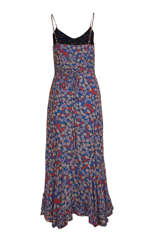 Derek Lam - Blue & Red Floral Sleeveless Midi Dress Sz 2