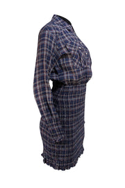 Veronica Beard - Navy, Red, & Gold Plaid Smocked Bottom Dress Sz 2