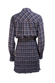 Veronica Beard - Navy, Red, & Gold Plaid Smocked Bottom Dress Sz 2