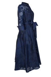 Teri Jon Navy and Black Floral Shirtdress Sz 10 - Current Boutique